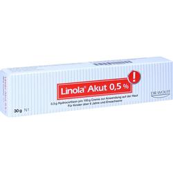 Eine Tube der Linola Akut 0,5% Creme gegen Hautreizungen.