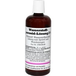 Braune Flasche mit Etikett "Wasserstoffperoxid-Lösung 3%".